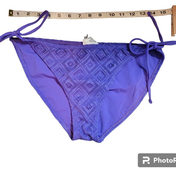 O'rageous Purple Crochet/Lace String Side Tie Bikini Bottoms - Picture 5 of 8
